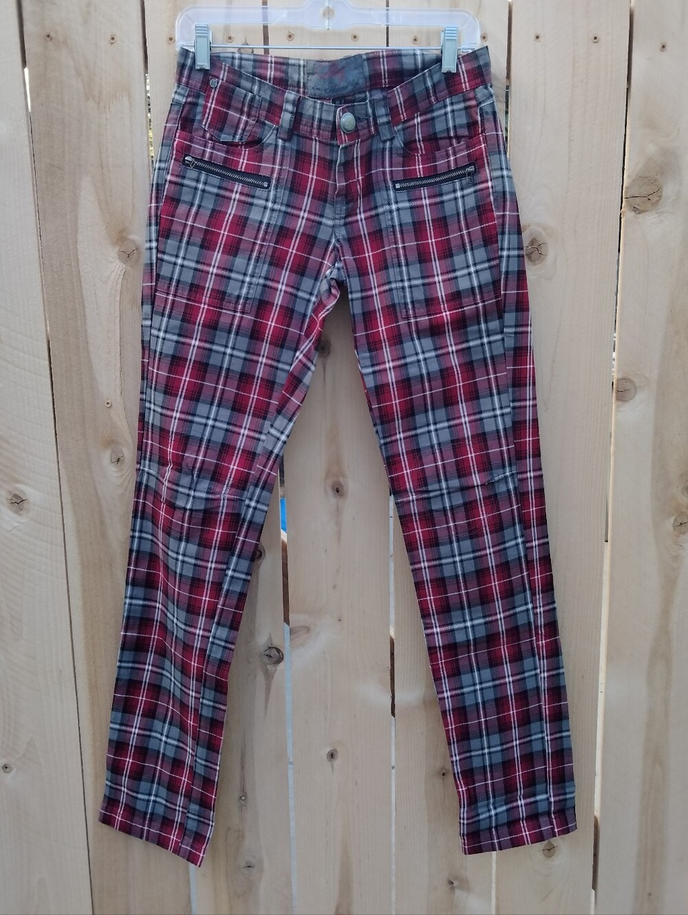 Mango MNG Y2K Women’s Plaid Straight-Leg Red & Gray Pants Size 6 Tartan Style